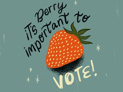 Sunday Punday No. 051 badge berry election hand lettering illustration lettering procreate pun retro strawberry type typography vintage vote vote2020 voting