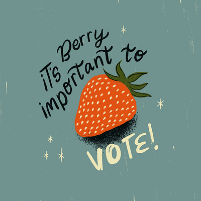 Sunday Punday No. 051 badge berry election hand lettering illustration lettering procreate pun retro strawberry type typography vintage vote vote2020 voting