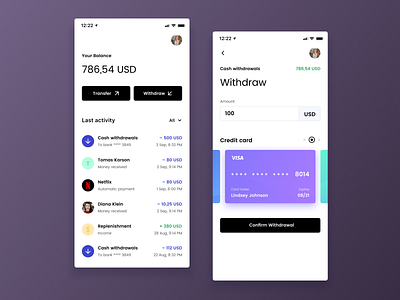 Wallet app balance cash color design finance minimal money ui visual wallet withdraw