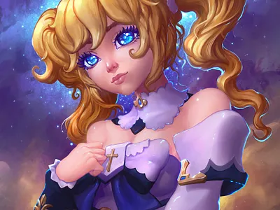 Genshin Impact Barbara adorable anime barbara blonde blue eyes cute disney doll fantasy genshin impact girl illustration illustration art kawaii art manga princess procreate