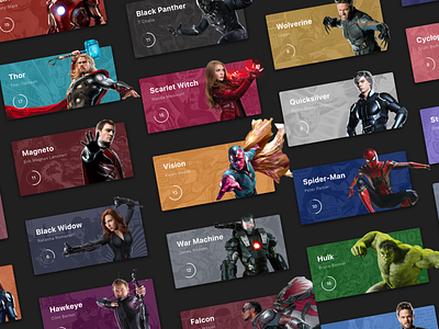 MARVEL Super Hero cards avenger avengers card card design cards cards ui design marvel superhero ui xmen