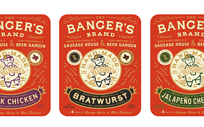 Banger's Hand-Made Sausages branding graphic design illustration logo packaging restaurant typography