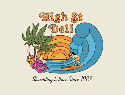 High St Deli - Shrettuce apparel deli flowers funky groovy palm trees surf thc vintage weed