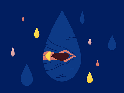 Water character drop illustration ocean swim water