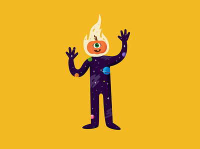 Pumpkin Head flame galaxy halloween illustration illustrator pumpkin