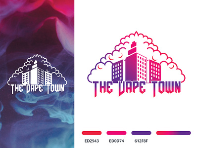 The Vape Town branding building logo cloud logo design gradient logo logo pink logo purple logo red logo sheesha logo smoke logo smoking logo the logo the vape town the vape town logo town logo vape vape logo vape town vaping