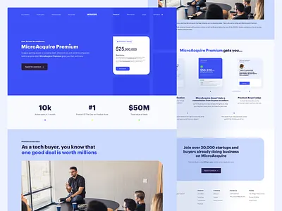 MicroAcquire Premium Page business clean design landing page marketplace premium product startup ui web website