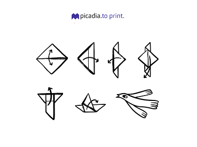 Picadia. to print. Illustration ''Guide'' bird guide illustration illustrator ink instruction origami paper