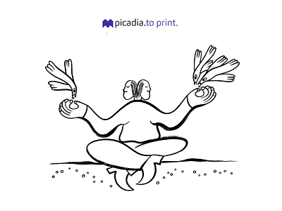 Picadia. to print. Illustration ''Ideas'' bird character contemporary ideas illustration illustrator ink man