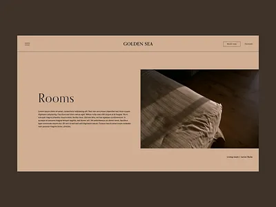Golden Sea Hotel concept bed beige design golden hotel layout sea tipografia tipography ui uidesign web webdesign