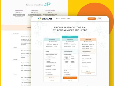 Off2class: Pricing Page branding design illustration pricing page pricing plan ui ux webdesign website website design