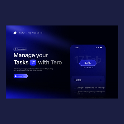 Ai Task management design figma hero section product design task management ui uidesign uiux ux