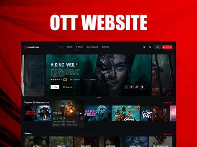 OTT Streaming Website UI Design cinemaui figma moderndesign ott streamingdesign ui userexperience ux vod webapp webdesign