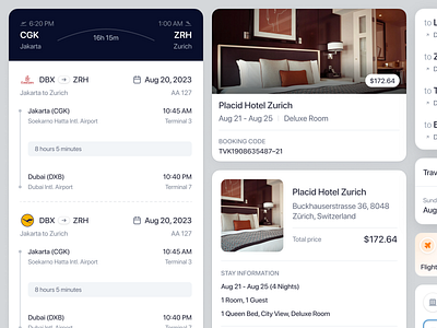 Travel Companion Mobile App - UI Card Component ai app design artificial intelligence book book flight booking card dashboard flight hotel mobile mobile app product design saas ticket travel ui ui component uiux web app