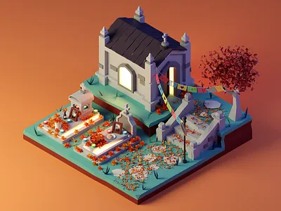 Dia de muertos 3d 3d art blender dia de muertos illustration isometric low poly lowpoly