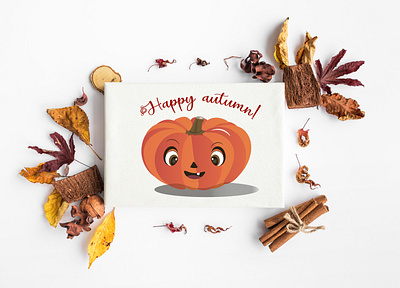 Happy pumpkin art autumn cartoon cozy design eyes happy holiday illustration pumpkin sketch vector