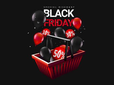 Black Friday ballons basket blackfriday design freepik illustration illustrator offers realism vector vectorart