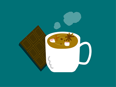 Cozy Hot Cocoa adobe illustrator chocolate chocolate bar cozy design fall flat graphic design hot chocolate hot cocoa icon illustration mug spices teal umbc vector vintage vintage icon winter