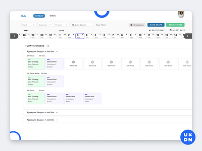 The Hub Scheduler calendar calendar 2019 calendar app calendar design calendar ui cards complex construction crm days erp product design ui ux