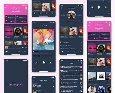 Mobile Music App Concept • Dark Mode app app design branding clean dailyui dark design interface mobile mobile design mobile ui music music app music design music player player ui profile sound ui ux