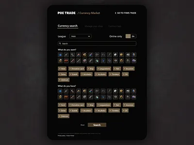 Poe Trade Redesign design game trade path of exile poe portfolio trade ui ui ux design