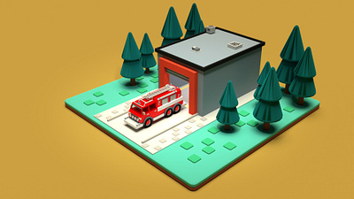 Fire Truck 3d art asset forge blender3d fire truck illustration low poly render