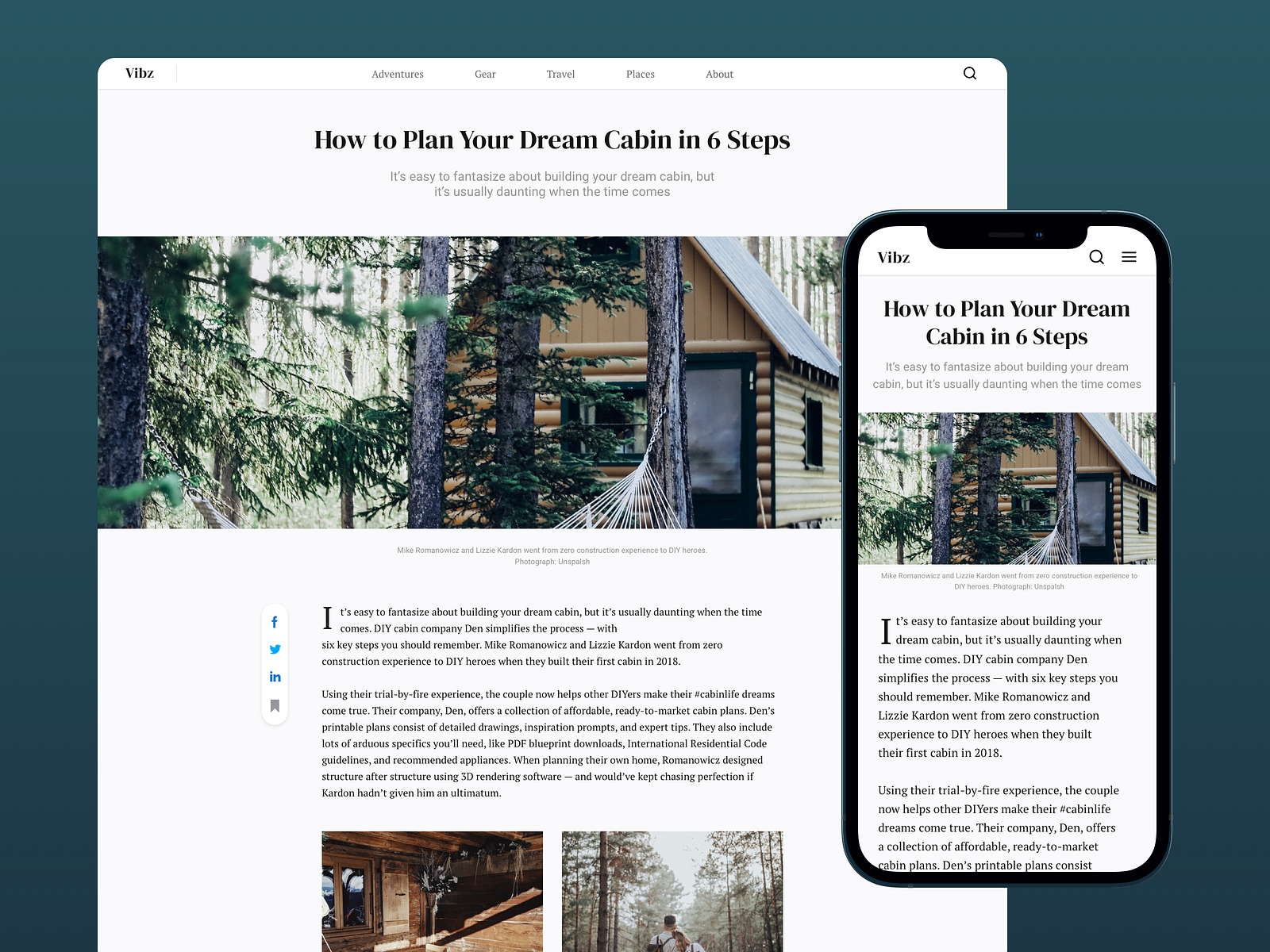 Article page UI concept. Desktop + mobile by Tetiana Shtabska on Dribbble