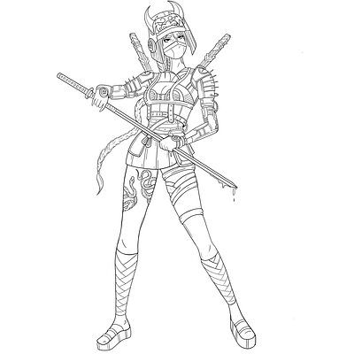 Sketch character for nft anime armor branding cartoon cyber girl graphic design illustration japan katana katanasword line line art nft samurai samuraisword sketch sword warrior woman