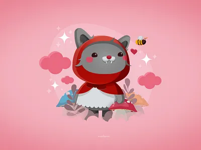 Little Red Riding Wolfie animal character design critter cute fairytale illustration kawaii kidlitart little red riding hood vector wolf