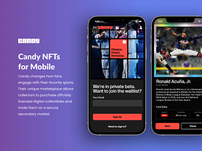 Candy NFTs for Mobile app baseball crypto cryptocurrency finance finance app mlb mobile nft product design ui ux