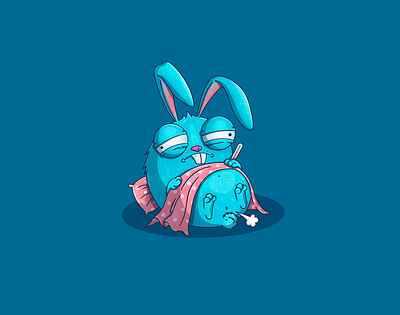 Rabbit animal animal art animals art blue bunny character design emotions graphic illustration procreate rabbit sticker stickers