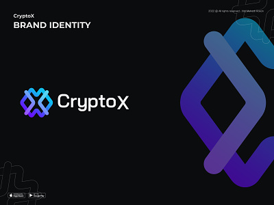 CryptoX logo blockchain brand branding crypto cryptocurrency design icon identity logo logodesign logomark logotype minimal modern logo monogram nft symbol tech typography