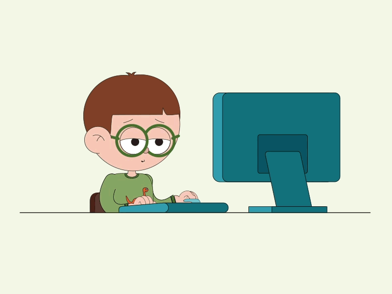 Animated child working