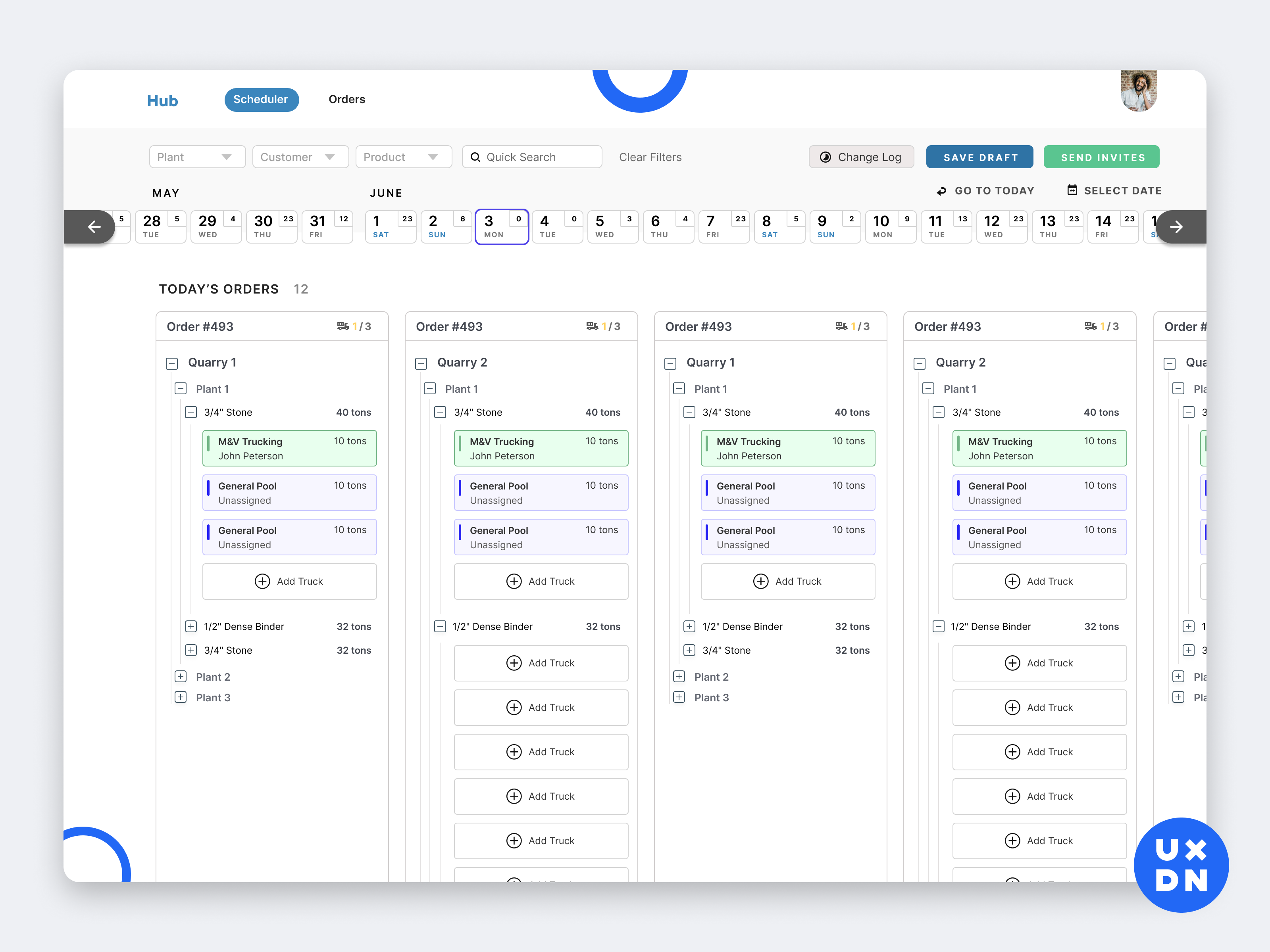 Example of Column view for Scheduler
