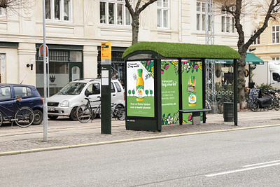 Innovate juice campaign - OOH Media abribus bus shelter city design grass green innovate innovative orange juice outdoor