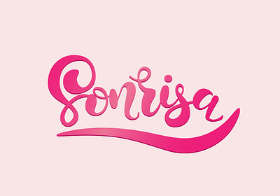 smile in spanish branding design illustration illustrator lettering logo pink postcard smile sonrisa typography vector