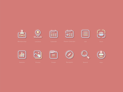 Pastel Icons calendar export calendar folder icon set icons list location membership navigator pastel color pastels photos scan search statistic user