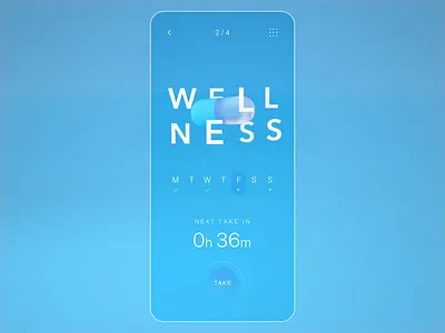 Daily Medication Reminder 3d animation blue blue and white brand identity branding cinema4d medicine minimalism pills product product designer studio the glyph ui ux