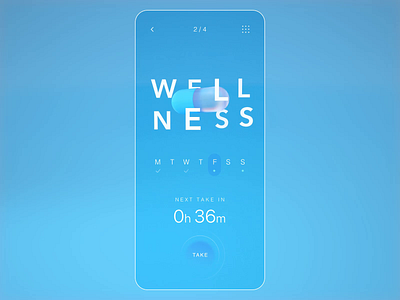 Daily Medication Reminder 3d animation blue blue and white brand identity branding cinema4d medicine minimalism pills product product designer studio the glyph ui ux