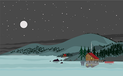 Night at Lake background house lake illustration illustrator lake lakes moon night starry night starry sky stars vector wild