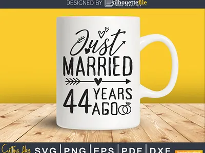 Wedding Anniversary 44 Years ago of Marriage cricut design silhouette file svg vector