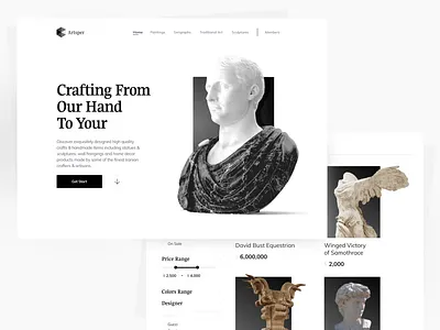 🗿 Online Sculpture & handcraft Shop | ECommerce app concept design ecommerce ecommerce design figma hand craft handmade logo minimal online shop sculpture illustration shop shopping ui ux web design webdesign website