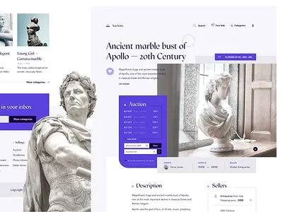 Auction website auction bid concept grid layout purple ui uiux ux webdesign