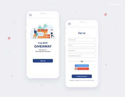 Sign up page - #dailyui #001 001 app design dailyui signup page ui design uiuxdesign