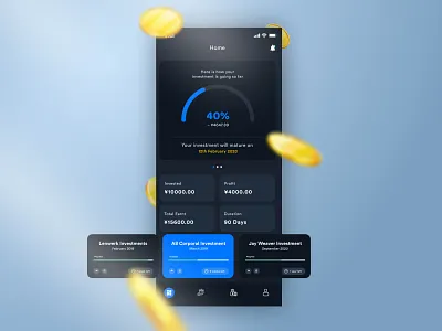 Finance App - Dashboard dark mode design finance app investment app ios app money app ui ui designer uiux