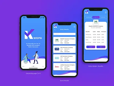 Kwepa Insurance Screens design designlab insurance app kenya kwepa logodesign motor research uidesign user experience user interface design ux