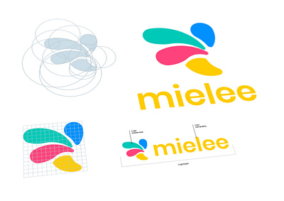 💛 Mielee - Logo Design bee blue color design green honey logo logotype red rough saas typo vector yellow