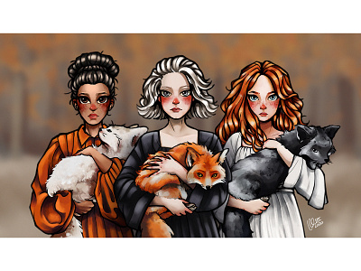 Fox Girls 🦊✨ character design characterdesign comic art design digital digital illustration digital painting digital2d digitalart fox foxy girl character girls illustration portrait