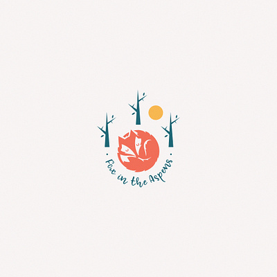 Fox in the aspens - Logo design for a cozy small gift shop aspens branding circle cozy design flat design fox fox illustration fox in the aspens gift shop logo logo for sale minimal sleeping vector
