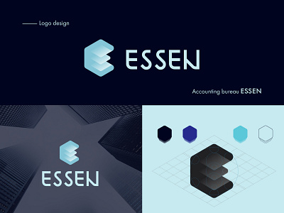 Essen accounting accounting brand branding bureau design gradient grid identity isometric layers letter e logo logotype round